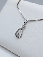  10KT WHITE GOLD ~.25 TOTAL CARAT WT. ROUND DIAMOND ACCENT 5/8" INFINITY PENDANT