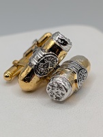  925 STERLING SILVER GOLD PLATED 1" CIGAR CUFFLINKS