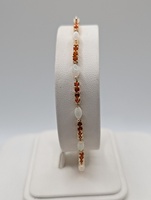  14KT YELLOW GOLD ~6 TOTAL GEM WT. OPAL AND FIRE OPAL 8" LINK BRACELET