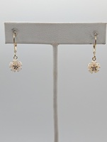  14KT YELLOW GOLD ~.82 TOTAL GEM WEIGHT 1" FLOWER DANGLE EARRINGS