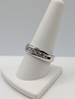  SIZE 9.5 14KT WHITE GOLD ~1 TOTAL CARAT WT. ROUND DIAMOND ACCENT BAND RING