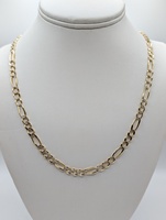  14KT YELLOW GOLD 25" DIAMOND CUT FIGARO LINK CHAIN