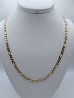  14KT YELLOW GOLD 23" FIGARO LINK CHAIN