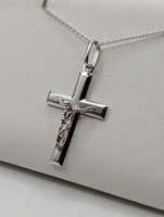  14KT WHITE GOLD 1 1/4" RELIGIOUS CROSS PENDANT