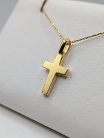  18KT YELLOW GOLD 3/4" POLISHED FINISH CROSS PENDANT