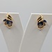  18KT YELLOW GOLD ~.44 TOT. GEM WT. SAPPHIRE & DIAMOND ACCENT 1/2" POST EARRINGS