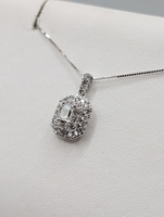  14KT WHITE GOLD LAB GROWN ~1 TOTAL CARAT WT. DIAMOND HALO STYLE 1/2" PENDANT