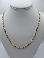  14KT YELLOW GOLD 22 1/2" DIAMOND CUT ROPE LINK CHAIN