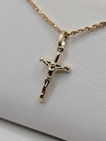  14KT YELLOW GOLD 3/4" RELIGIOUS CROSS PENDANT