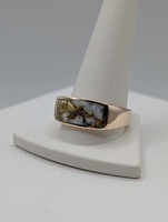  SIZE 12.5 14KT YELLOW GOLD NATURAL GOLD QUARTZ MATRIX RECTANGLE BAND RING