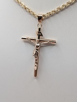  10KT ROSE GOLD 2 3/4" RELIGIOUS CROSS PENDANT