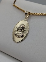  10KT YELLOW GOLD OVAL RELIGIOUS 1 1/8" MEDAL PENDANT