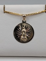  14KT YELLOW GOLD ROUND 1" RELIGIOUS MEDAL PENDANT