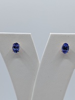  14KT YELLOW GOLD ~.50 TOTAL CARAT WT. OVAL TANZANITE STUD EARRINGS